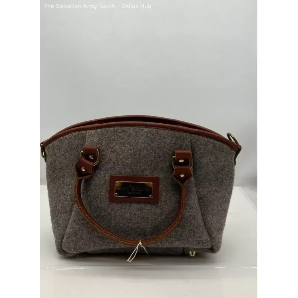 Sword And Plough Womens Leather Wool Top Zip Satchel Handbag USA